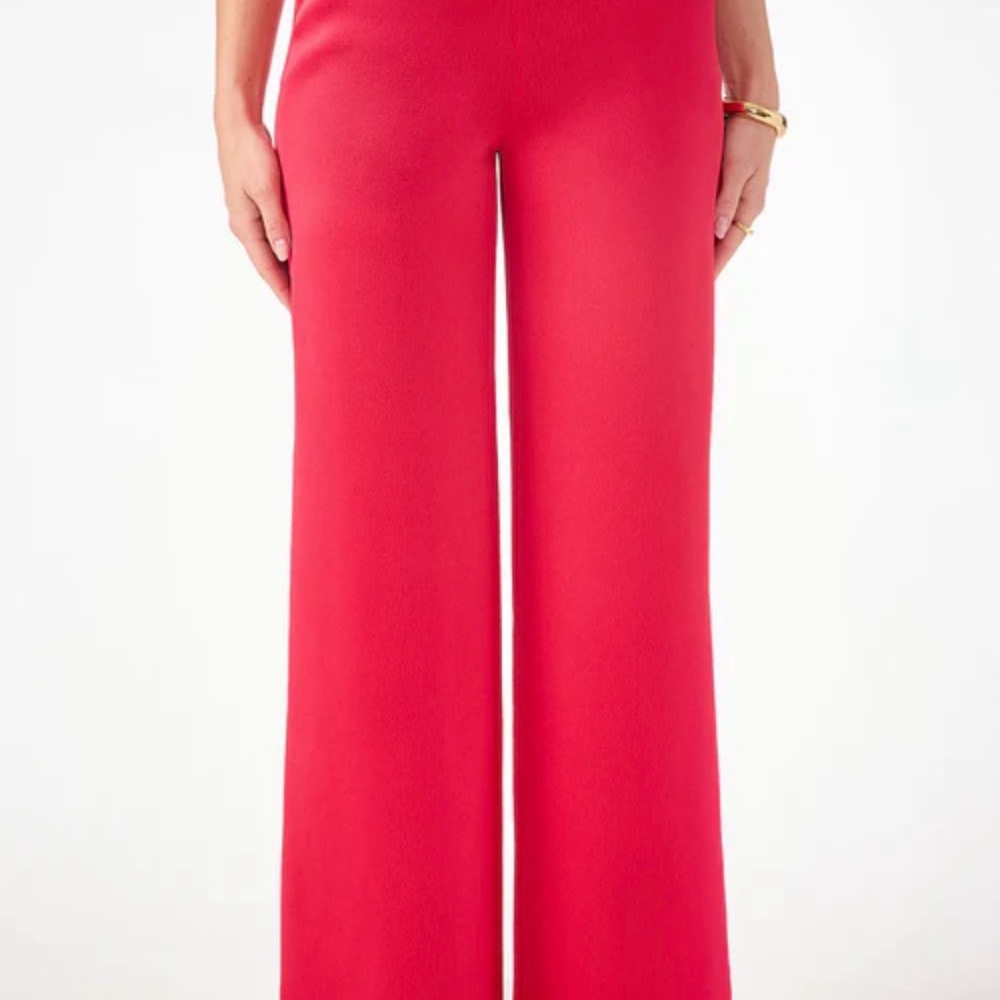 Wide-Leg High-Rise Women’s Pants in Bright Red - Trina Turk